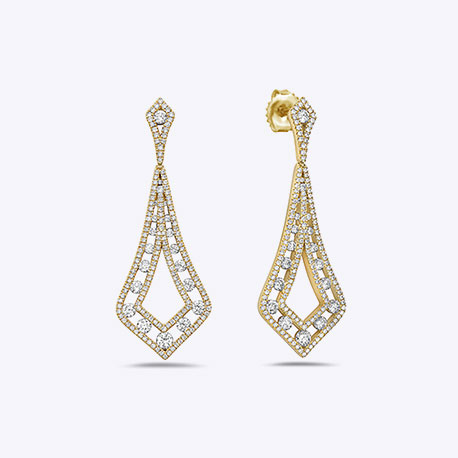 CHARLES KRYPELL 18K YELLOW GOLD PRECIOUS PASTEL DIAMOND EARRINGS