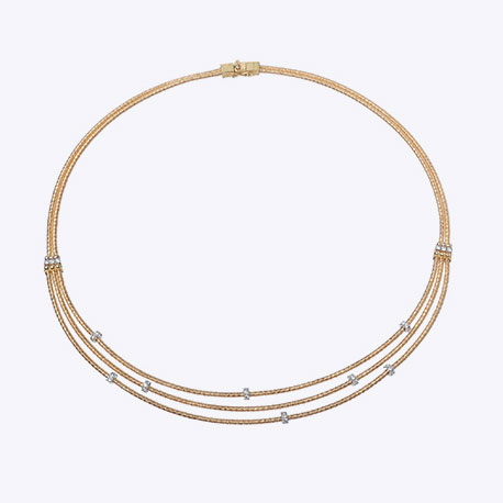 PIERO MILANO 18K YELLOW GOLD GOA COLLECTION 3 ROW DIAMOND NECKLACE