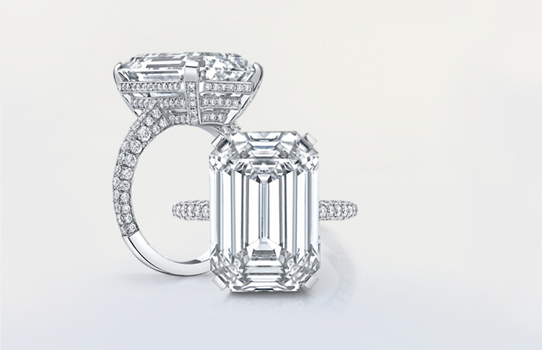 Two Radiant Diamond rings